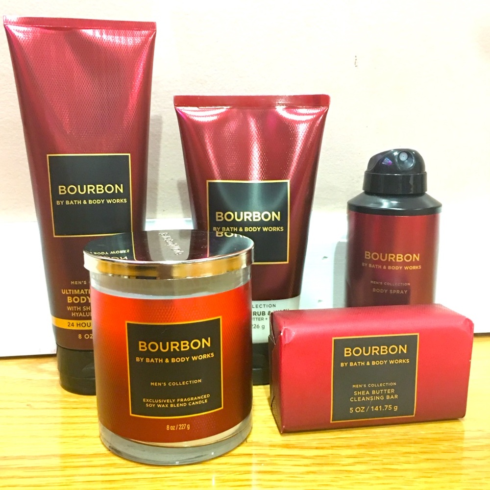 Bath & Body Works Bourbon Men's 5Piece Grooming Collection Set - Red